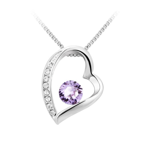 Κολιέ με κρεμαστή Καρδιά Swarovski Επιπλατινωμένο, BC10614-VI